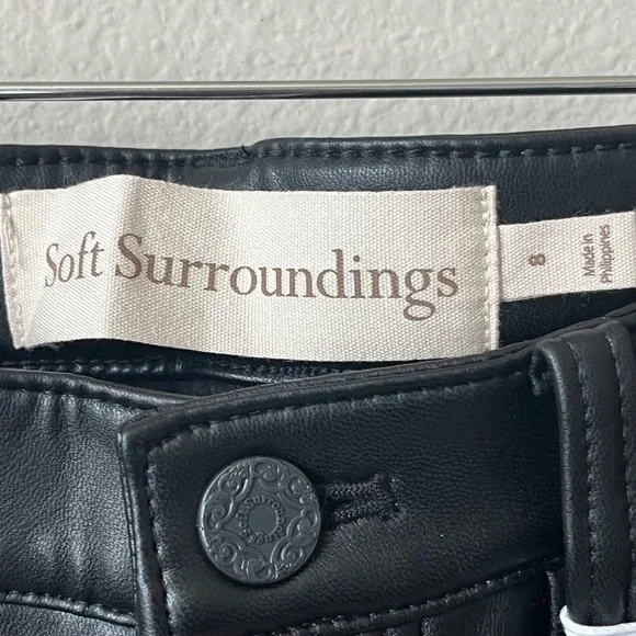 Soft Surroundings Faux Leather High Rise Skinny Pants Black‎ Size 8 - Picture 3 of 11